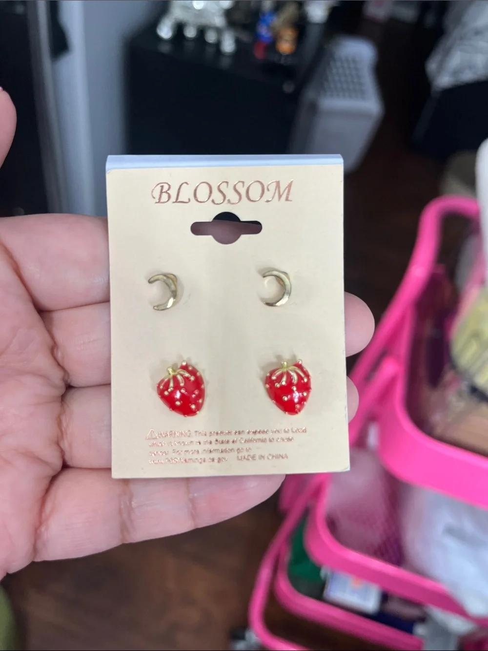 Red Strawberry Stud Earrings and noon earrings